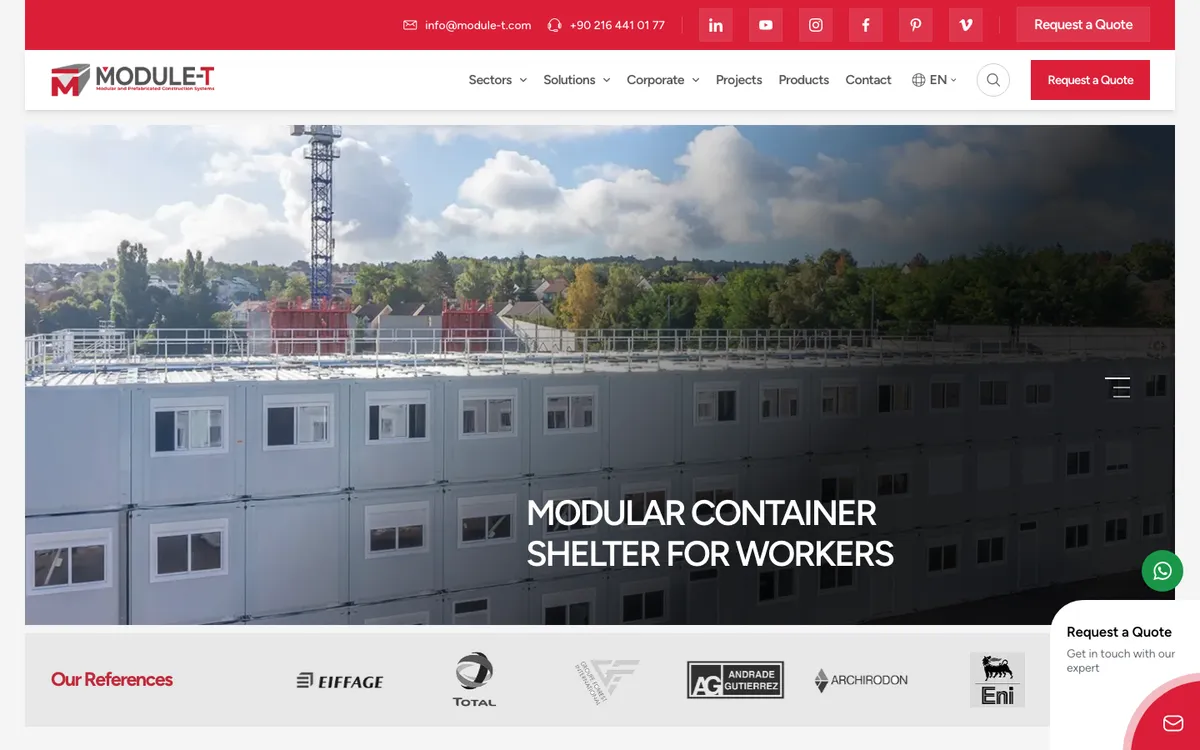 Module-T prefabricated buildings website homepage — Bilcod digital agency SEO project